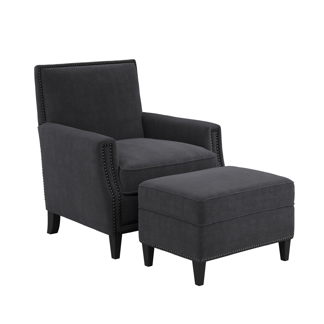 Atticus Anthracite Black Fabric Accent Armchair